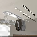 Ceiling Mounted Retractable Clothes Hanger With LED Lights And Hanging Garments