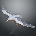 White Seagull Flying With Spread Wings Against Dark Background And Reflection 3d model