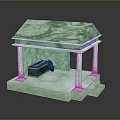 Green Marble Memorial Pavilion With Columns Steps And Bronze Box Inside