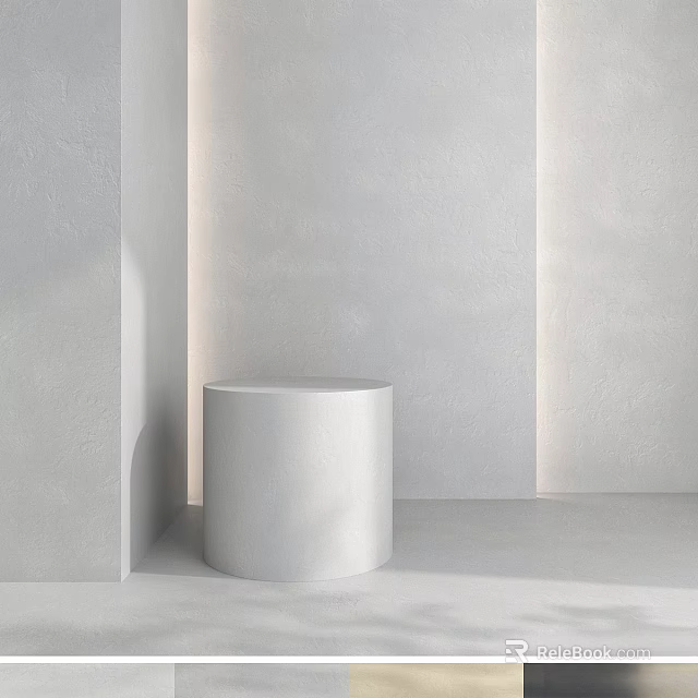 White Cylindrical Component in Modern Interior With Gray Walls and Soft Light 3d model 