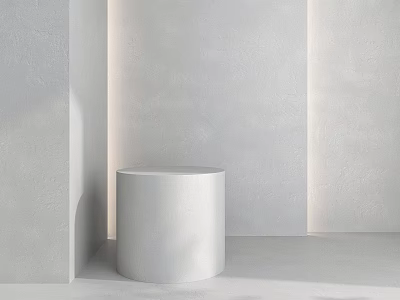 White Cylindrical Component in Modern Interior With Gray Walls and Soft Light 3d model