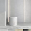 White Cylindrical Component in Modern Interior With Gray Walls and Soft Light 3d model