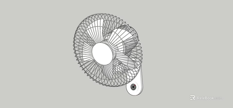 Modern Electric Fan Wireframe Sculpture With Metal Mesh And Wall Mount Design 3d model 