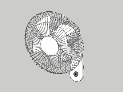 Modern Electric Fan Wireframe Sculpture With Metal Mesh And Wall Mount Design 3d model