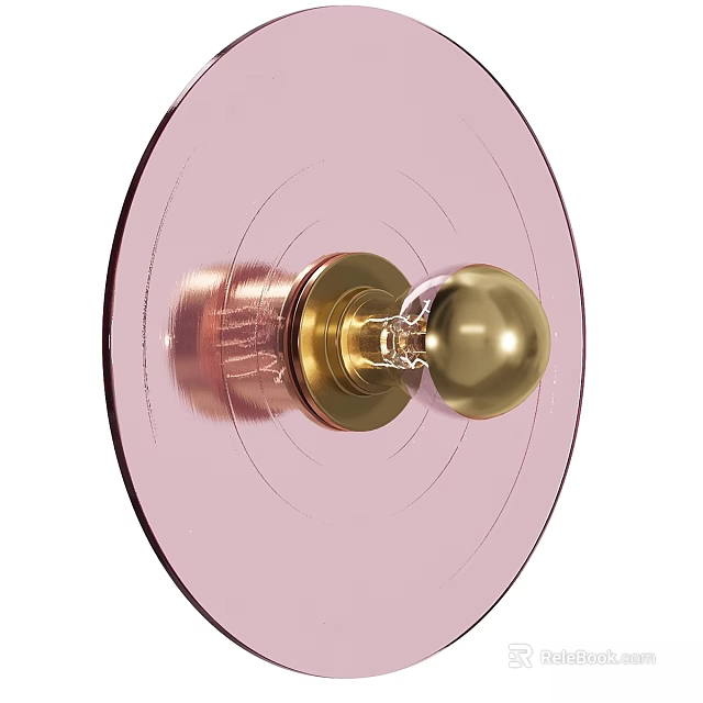 Elegant Modern Round Wall Lamp With Pink Transparent Shade And Gold Metal Accents 3d model 