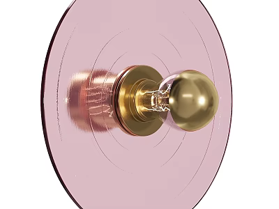 Elegant Modern Round Wall Lamp With Pink Transparent Shade And Gold Metal Accents 3d model