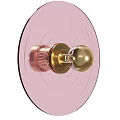 Elegant Modern Round Wall Lamp With Pink Transparent Shade And Gold Metal Accents