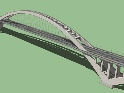 Modern Arch Bridge Design With Curved Structure And Suspension Cables 3d model