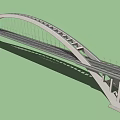 Modern Arch Bridge Design With Curved Structure And Suspension Cables 3d model