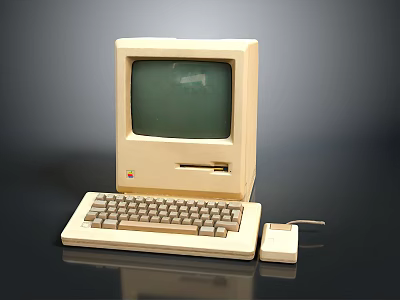 Vintage Computer System With CRT Monitor Keyboard Floppy Drive And Mouse 3d model
