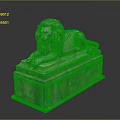 Detailed Reclining Lion Sculpture With Carved Pedestal And Artistic Carving Details