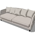 Light Colored Two Seater Sofa With Curved Armrests And Black Legs 3d model