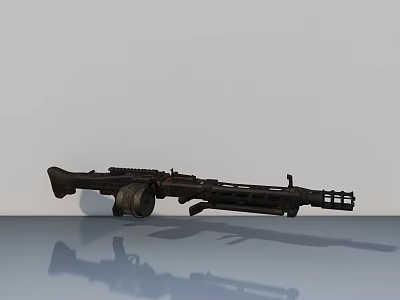 Black Machine Gun Placed On Smooth Surface With Clear Reflection 3d model