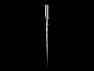Silver Metal Weapon With Spiral Design And Long Slender Piercing Tip 3d model