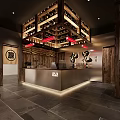 Traditional Restaurant Interior Design Featuring Wooden Decor Wine Rack Ceiling And Bar Counter