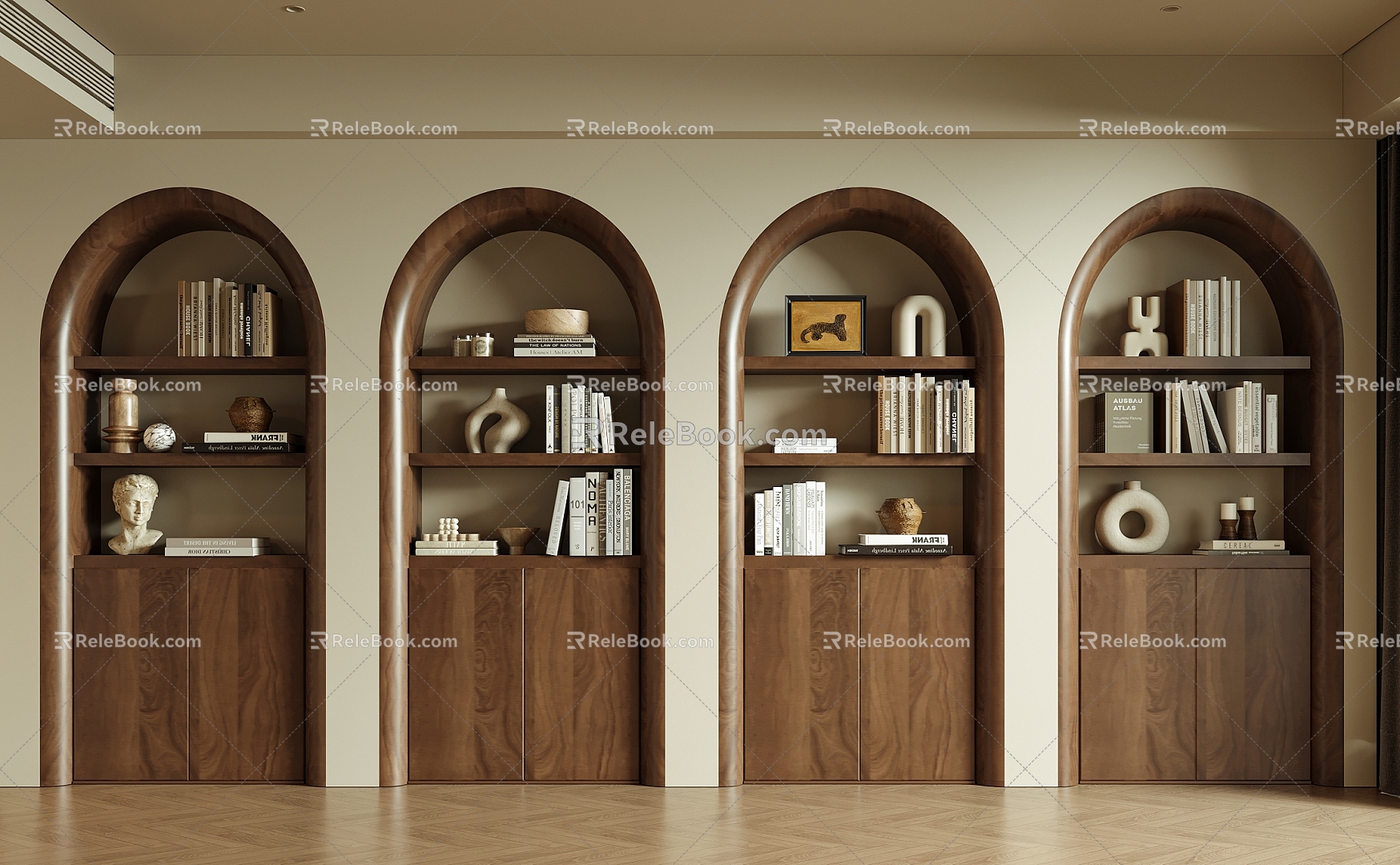 Bookcase Bookshelf Book Decoration Niches 3d model