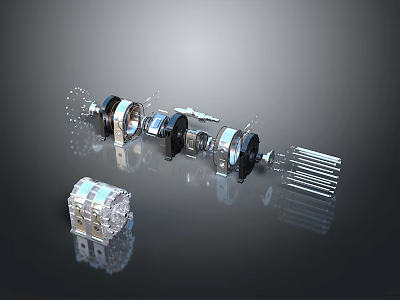High Precision Mechanical Equipment Components With Bearings Shafts And Gear Assemblies 3d model