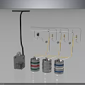 Household Storage Device With Transparent Rack Yellow Wires And Silver Colored Ring Cans 3d model