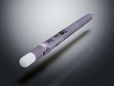 Gray Ergonomic Pen With Anti Slip Grip Button And White Nib Design 3d model