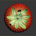 Fresh Red Strawberry With Green Leaves And Seeded Surface On Dark Background