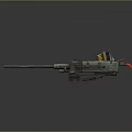 Rustic Green Heavy Machine Gun With Long Barrel Ammunition Belt Mount And Mechanical Structure