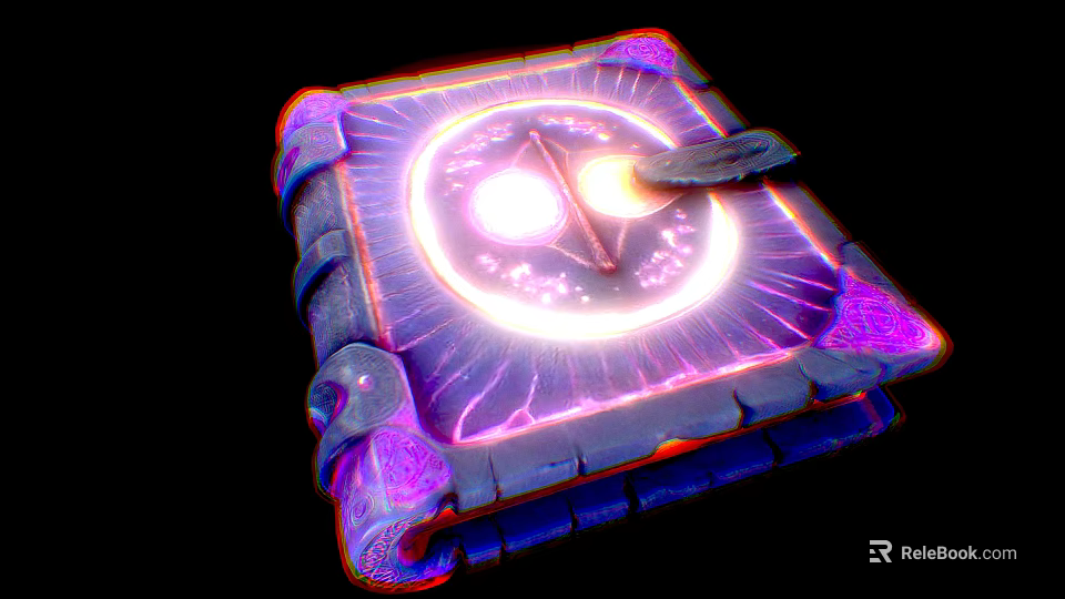 Magical Fantasy Book With Glowing Cover Circular Pattern And Purple Pink Aura 3d model 