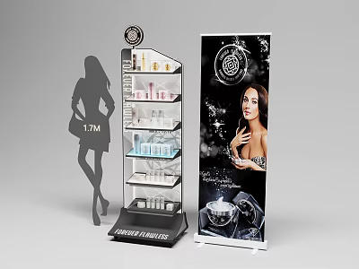Premier Cosmetics Display Stands With Multiple Layers Skincare Products And Vertical Model 3d model