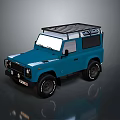 Classic Blue Off Road Car With Roof Rack And Retro Exterior Design
