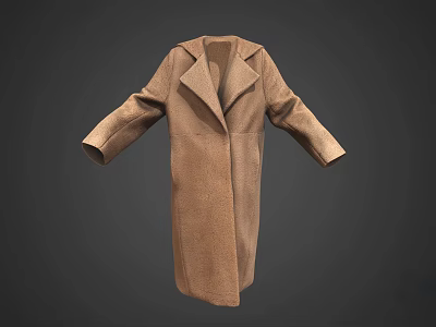 Brown Long Wool Coat With Classic Lapel Design For Winter Wear 3d model