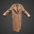 Brown Long Wool Coat With Classic Lapel Design For Winter Wear 3d model
