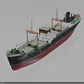 Cargo Ship With Red Bottom Black Upper Hull And Green Cranes On Deck 3d model