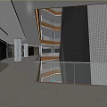 Spacious Shopping Mall Lobby With Glass Staircase High Ceiling And Reflective Floor Design