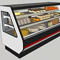 Modern Retail Display Case Shelving With Glass Doors Multiple Shelves And Food Products