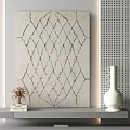 Square Rug with Intricate Diamond Pattern in Beige Tone for Modern Room Decor