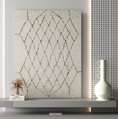 Square Rug with Intricate Diamond Pattern in Beige Tone for Modern Room Decor 3d model