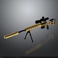Sniper Rifle With Scope And Bipod On Gray Gradient Background