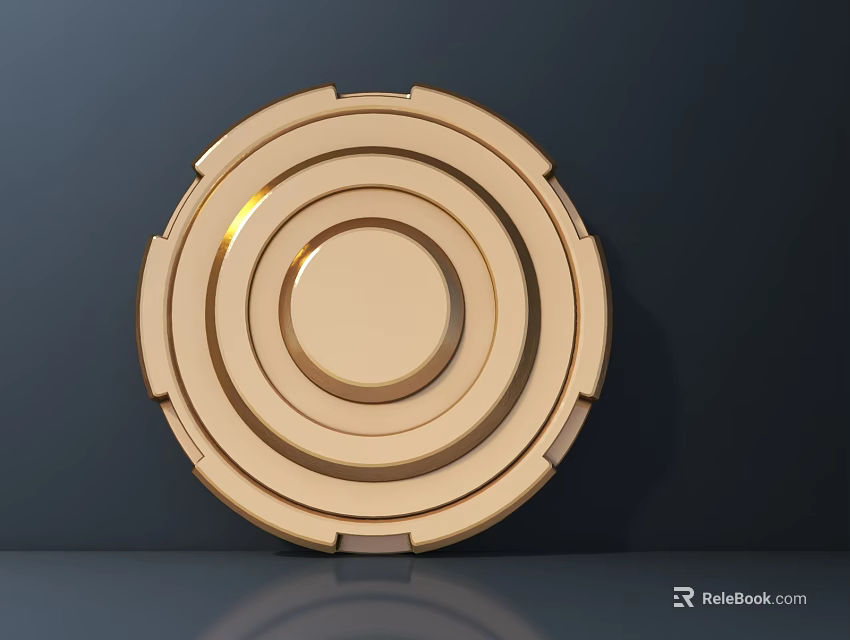 Modern Golden Round Wall Decor With Multi Layer Concentric Circles Design 3d model 