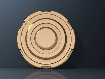 Modern Golden Round Wall Decor With Multi Layer Concentric Circles Design 3d model
