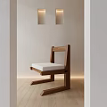 Modern Wooden Leisure Chair With White Cushion In Minimalist Interior Space