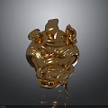 Glossy Bronze Dragon Head Sculpture With Detailed Facial Features And Horns