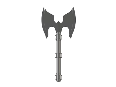 Double Bladed Battle Axe Weapon With Metal Handle And Symmetric Structure 3d model