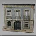 Traditional Building With Blue Tiled Facade Floral Decorative Patterns And Iron Rail Balconies