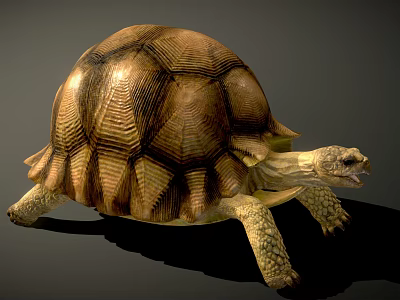 Reptile Tortoise With Natural Brown Textured Shell And Detailed Body Features 3d model