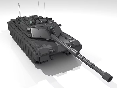 Modern Military Tank With Long Cannon Antennas Heavy Armor And Tracks 3D Rendering 3d model