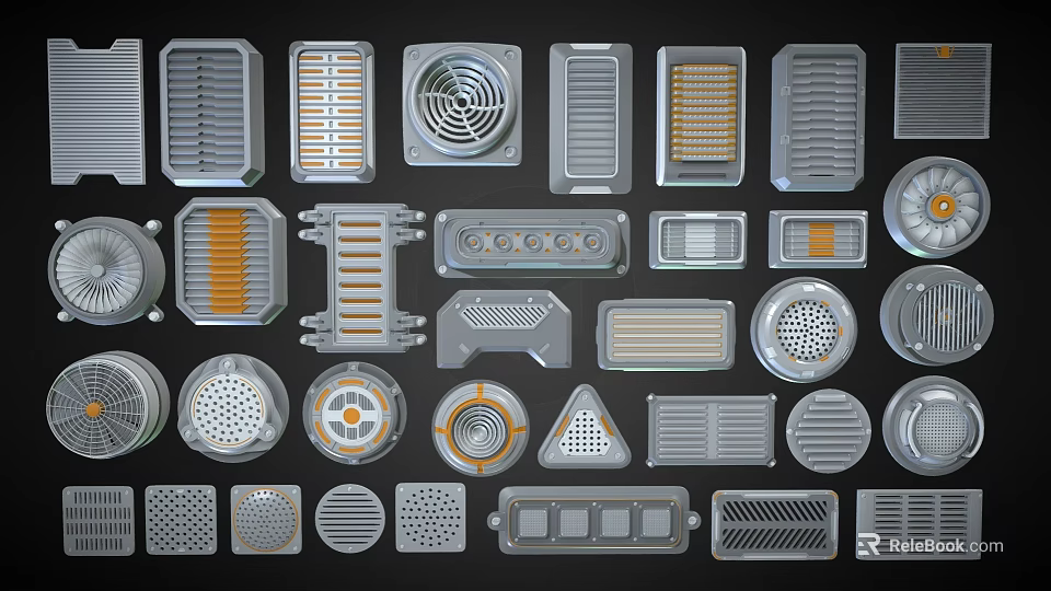 Diverse Air Conditioner Vents With Various Designs And Modern Decorative Styles 3d model 