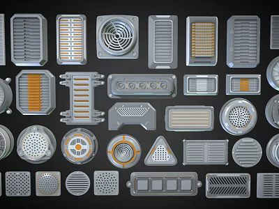 Diverse Air Conditioner Vents With Various Designs And Modern Decorative Styles 3d model