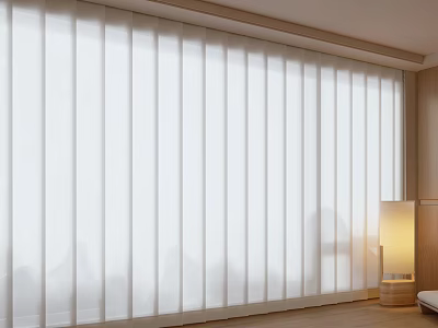 White Venetian Blinds Covering Window In Modern Living Room With Floor Lamp 3d model