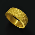 Exquisite Golden Ring With Intricate Textured Surface And Sleek Band Design