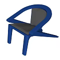 Modern Leisure Chair With Curved Blue Frame And Comfortable Gray Seat Design