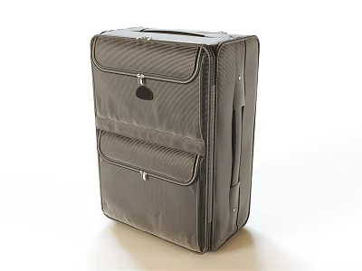 Gray Durable Suitcase With Dual Zippered Pockets And Telescopic Handle Design 3d model
